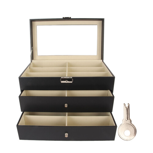 Οργάνωση γυαλιών ηλίου με 18 υποδοχές, θήκη βιτρίνας 3 στρώσεων για άνδρες και