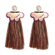 Orecchini con frange per donna, orecchini con nappe stile bohémien con design alla moda, nappe pendenti a strati, piuma leggera.