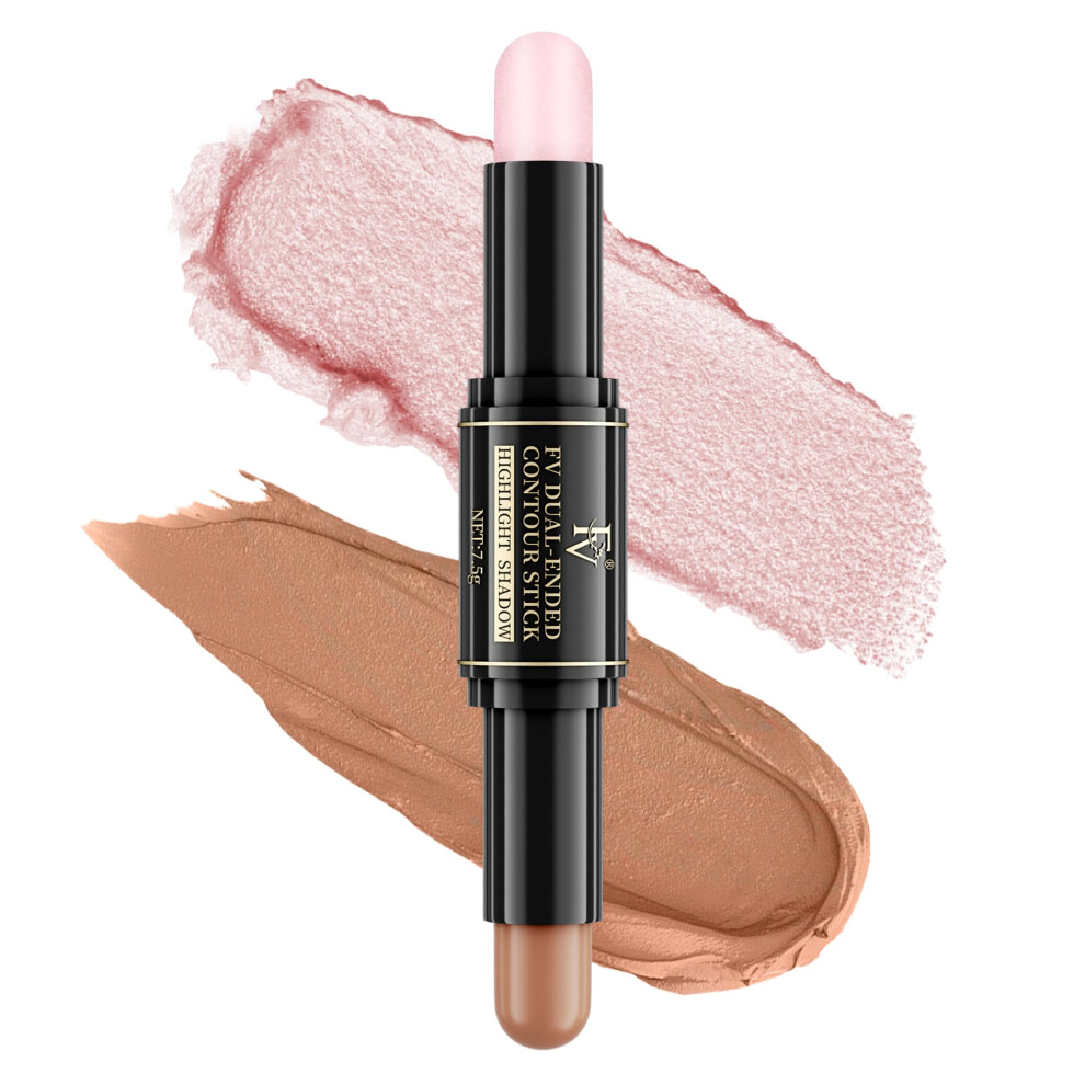 Dual Ended Contour and Highlighter Stick Waterproof Long Lasting Blendable Cream for Medium Skin