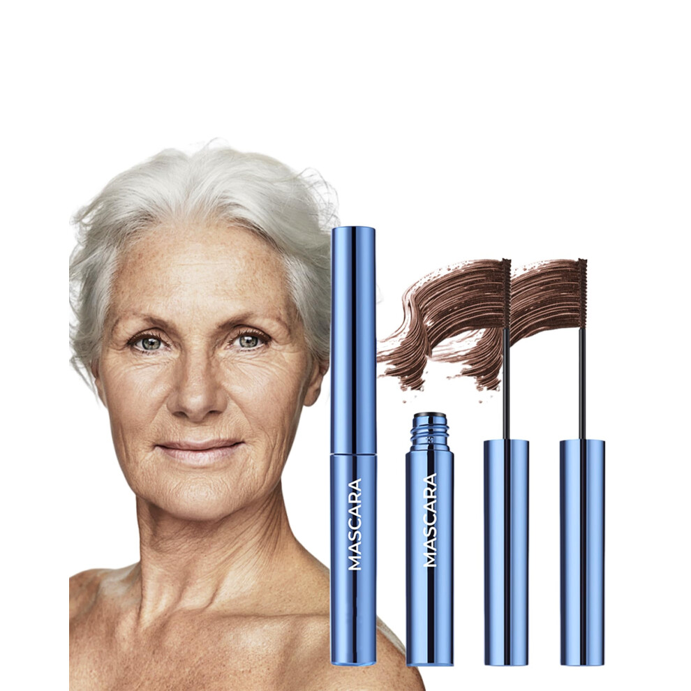 Brown Mascara For Older Women 60 Plus, 2Pcs Waterproof Volumizing Lengthening For Thinning Lashes