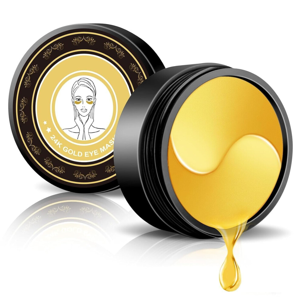 Gold/Dark 60Pcs 24K Under Eye Patches For Circles And Puffiness, Hydrating And Brightening
