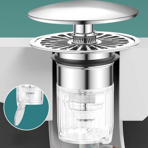 Sink Drain Stopper with Strainer, LeakProof Push Button Basin Plug for 3440mm Drain Hole 2