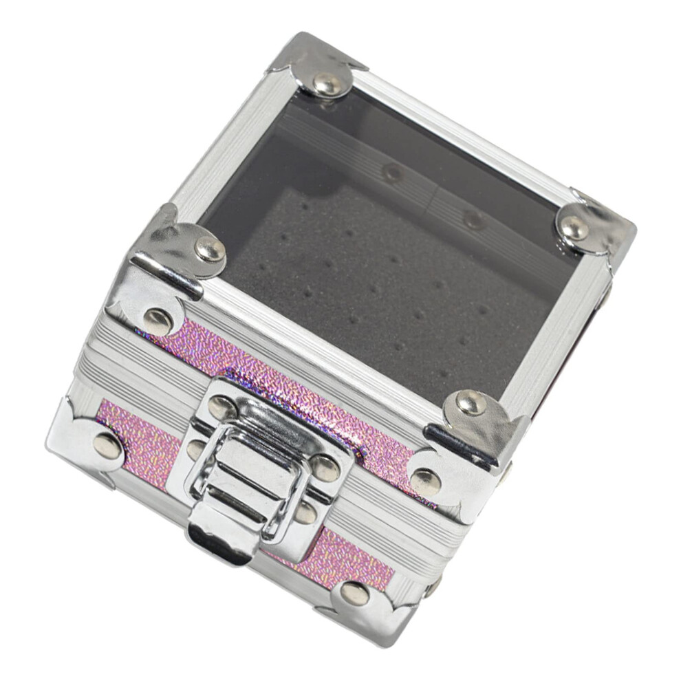 Nail Drill Bit Holder 25Hole Storage Case with Transparent Flip Cover and Secure Dustproof Design (Pink)