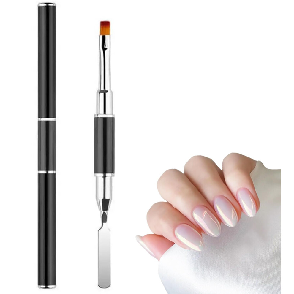 Black Dual Ended Gel Nail Brush For French Tips And Builder Gel Manicure