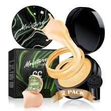 BB Cream Foundation and Cushion CC Cream Set for Mature Skin, Full Coverage, LongLasting Buff Beige
