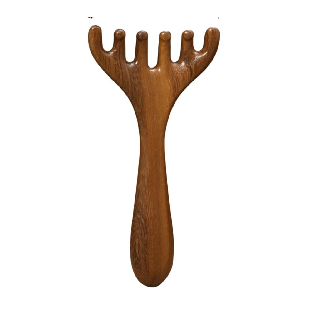 Unisex Pink Wooden Scalp Massage Comb With Wide Tooth Antistatic Design, Sixclaw Gua Sha Tool In Dark