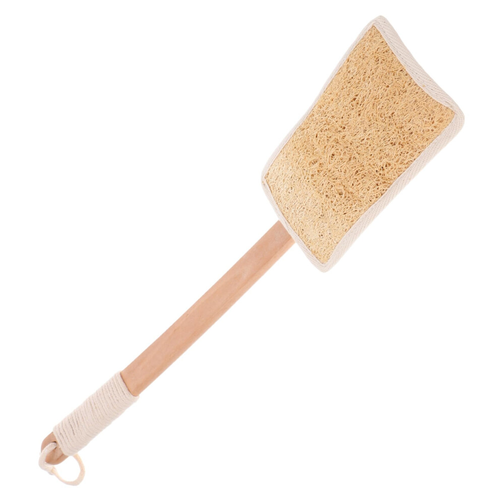 Back Scrubber with Long Wooden Handle, Loofah Shower Brush for Gentle Exfoliation and Massage