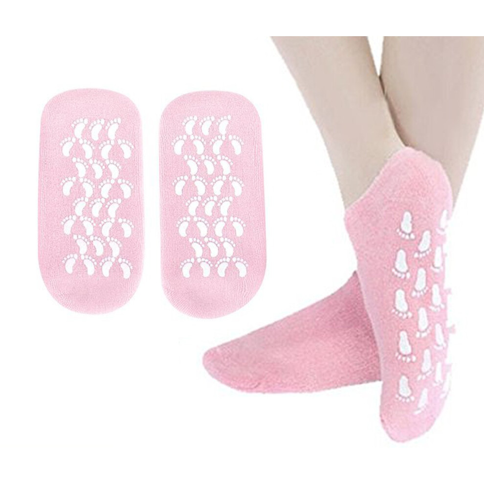 Moisturizing Gel Socks with Vitamin E for Deep Hydration and Cracked Heel , Pink