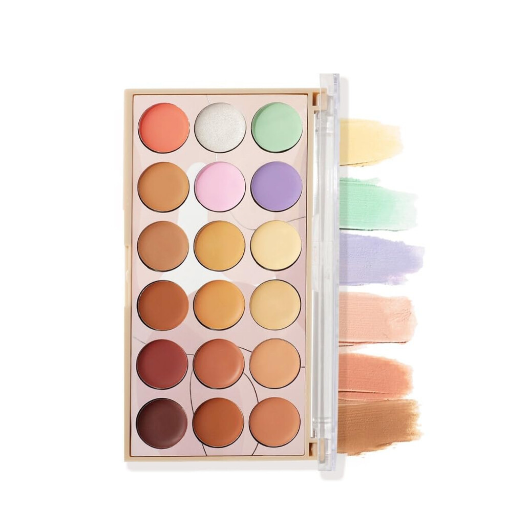 Cream 18 Color Concealer Palette With Full Coverage Formula, Moisturizing Professional Makeup