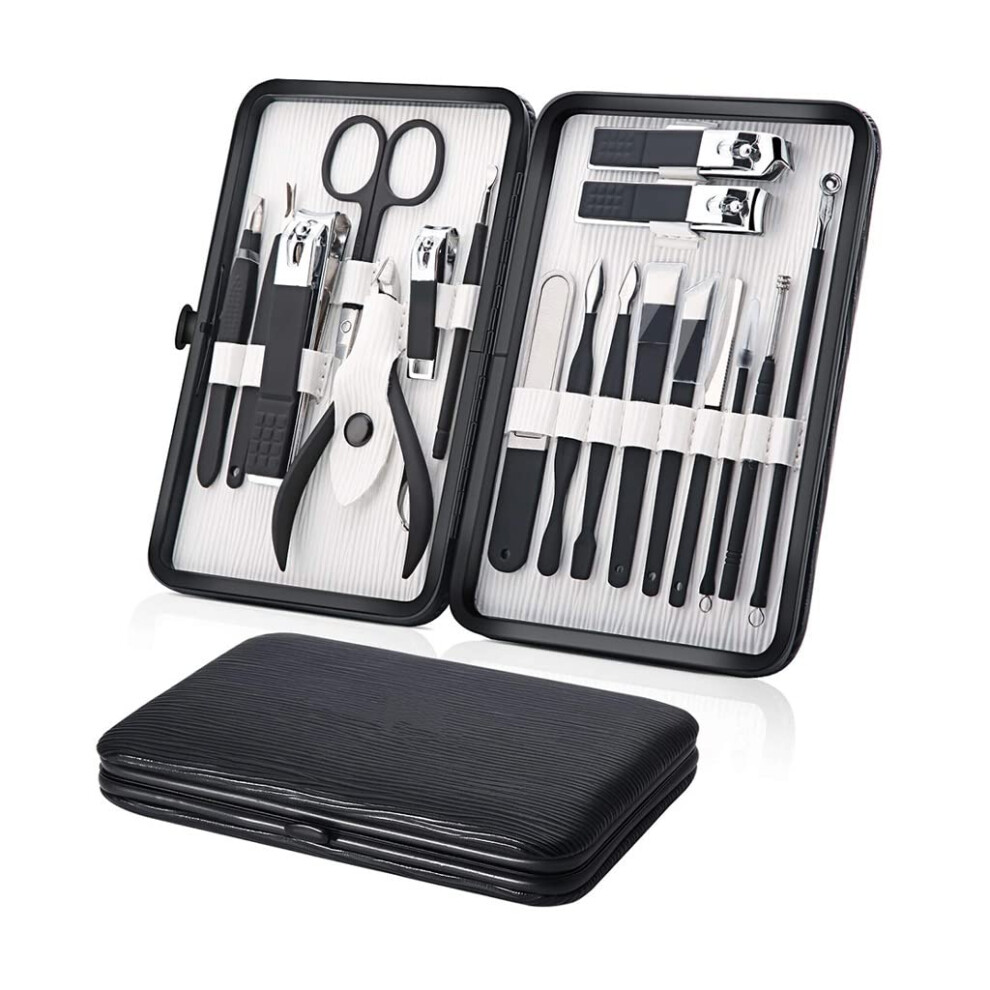 Manicure Pedicure Set 18 in 1 Stainless Steel Grooming Kit with RustResistant Tools and Case