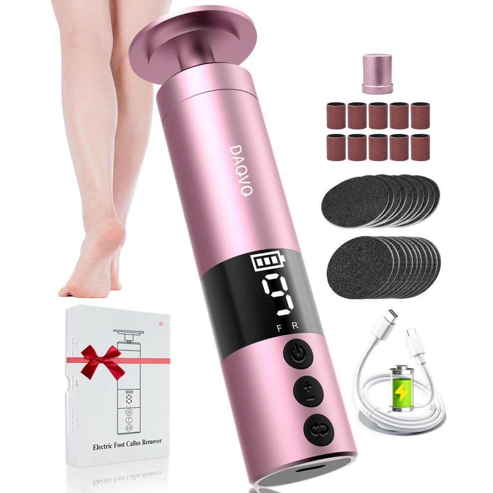 Electric Foot Callus Remover and Pedicure Kit, 2in1 Cordless Rechargeable File with 9 Speeds and Digital Display