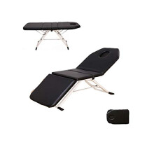 Portable Folding Massage Table Adjustable Height PU Leather Spa Therapy Beauty Bed