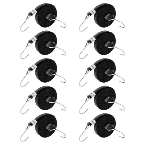 10pack Regulable Rubber Elastics Strap-Black 2 Meter