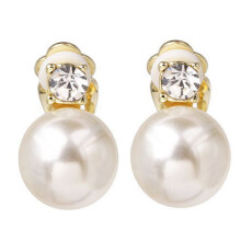 Modieuze oorbellen met stekertjes, veelzijdige stijl, imitatieparels, niet-piercing, vergulde accenten, veilige sluiting, elegant ontwerp voor dames.