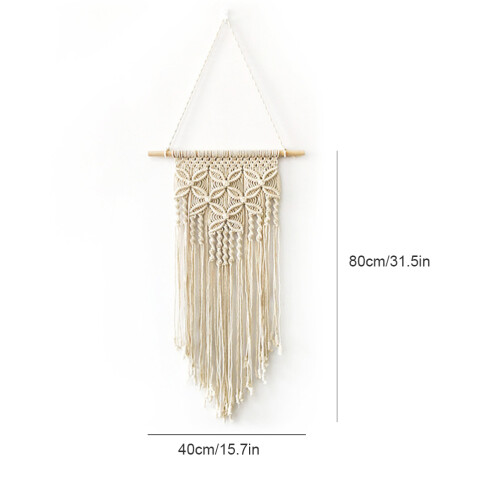 Boho Chic Διακόσμηση Σπιτιού, Χειροποίητη Κρεμάστρα Τοίχου Μακραμέ με Βαμβακερό 1