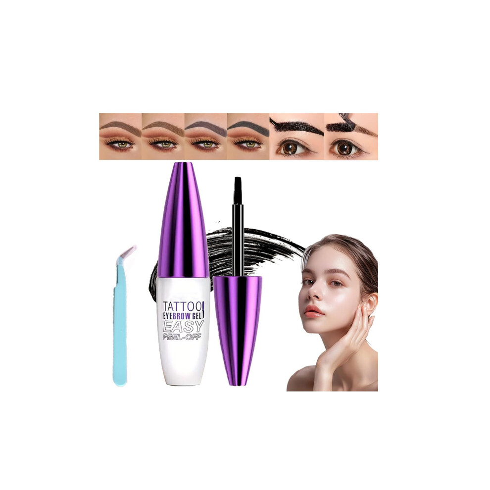 Brown Eyebrow Tattoo Gel Waterproof Peel Off Long Lasting Smudge Proof Brow Tint Set (#01 )