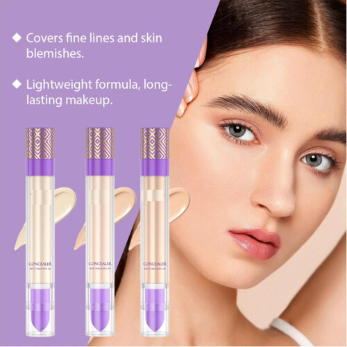Waterproof Concealer Stick Full Coverage Hydrating Liquid with DualEnded Applicator, 01 Natural 1