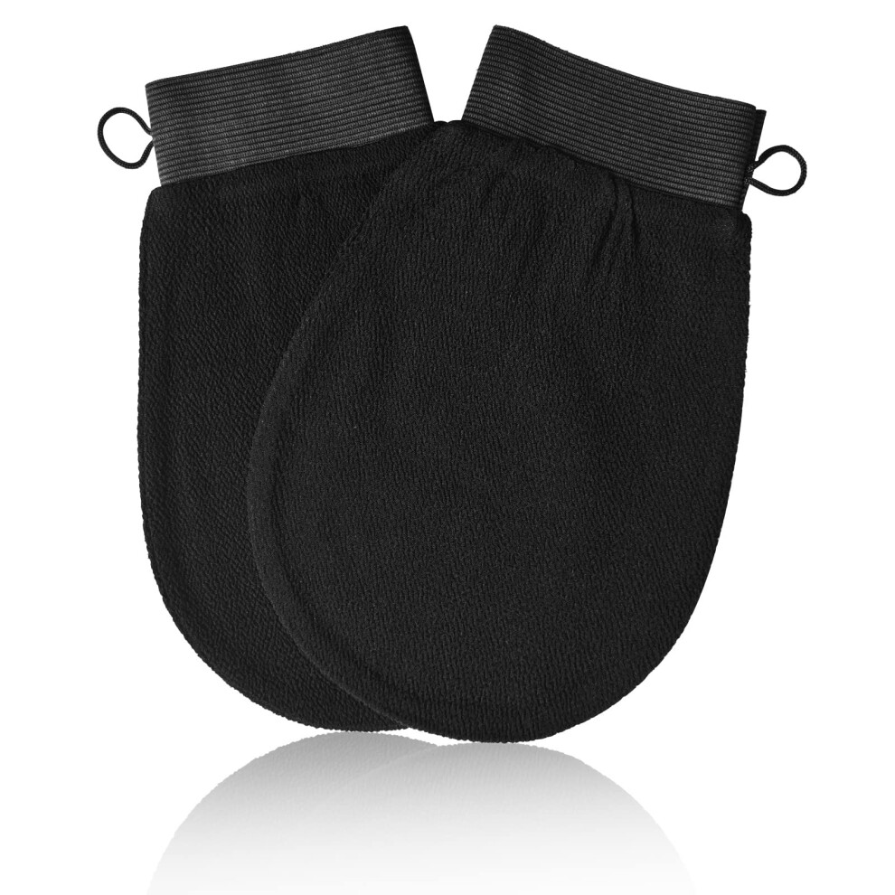 Black Exfoliating Gloves For Shower Deep Skin Scrubber Mitt Removes Dead Skin And Improves Circulation