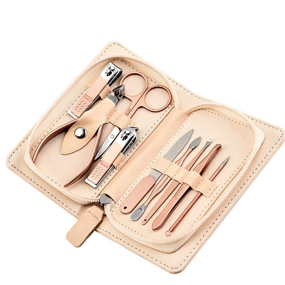 Nail Clipper Set 9Piece Stainless Steel Manicure Pedicure Kit with Ergonomic Handle and Case