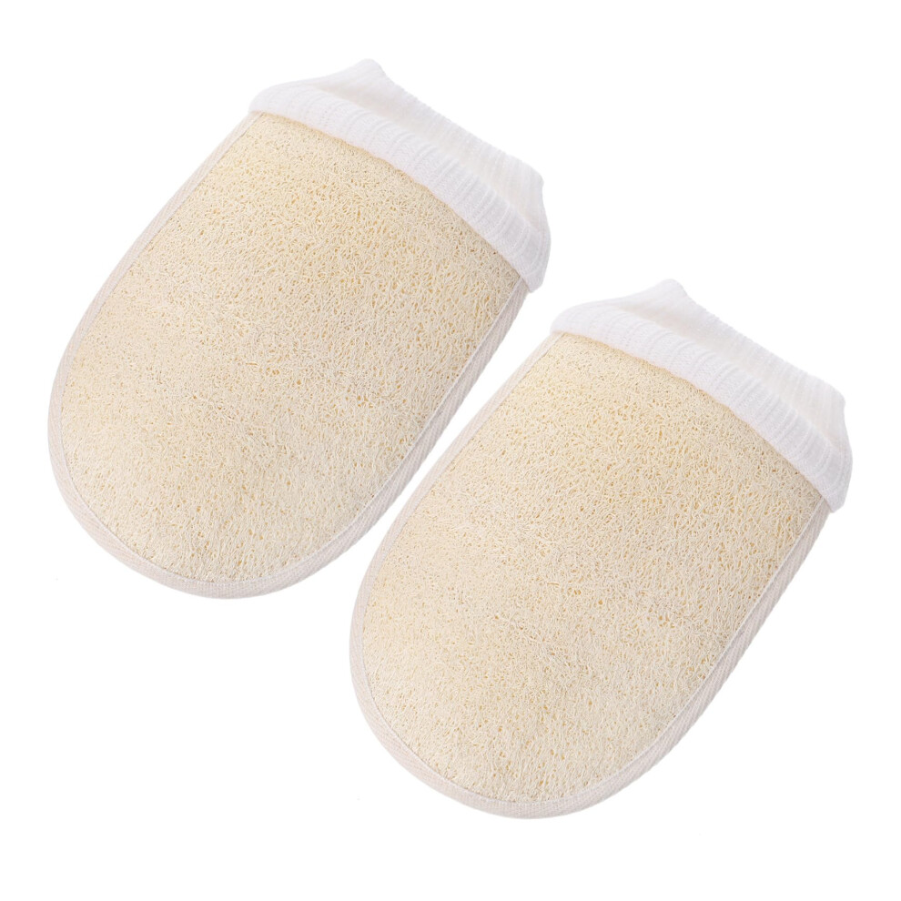 2pcs Natural Loofah Exfoliating Gloves for Deep Shower Body Scrub and Dead Skin Removal