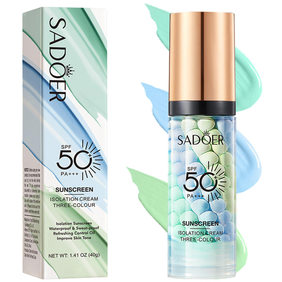 3 in 1 Face Primer with SPF 50, Lightweight Color Correcting Makeup Base for Smooth Finish