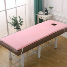 Massage Table Mattress Topper 4cm Thick Plush Spa Bed Cover with Face Hole 60x180cm Pink