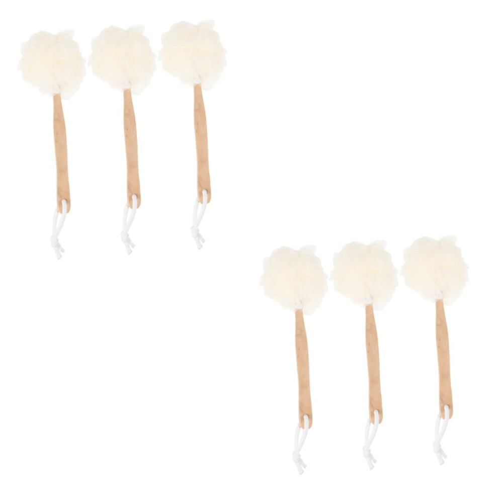 Bath Body Brush Set with Ergonomic Long Wooden Handle, Gentle Exfoliation, EcoFriendly, 6pcs