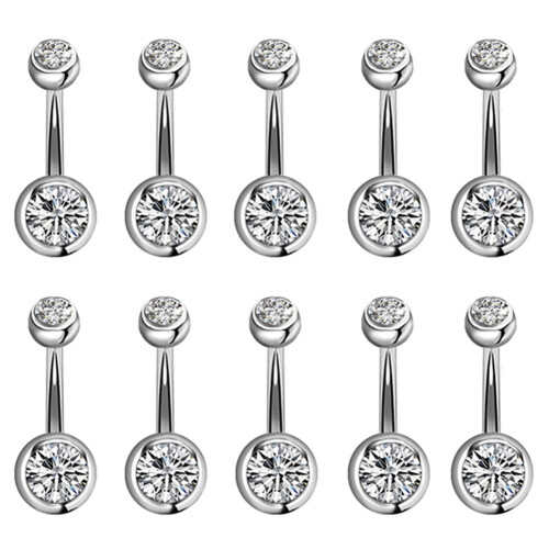 High Polished Bar Surface Hypoallergenic Belly Ring, Solid Titanium Belly Ring with G23 Solid Titanium Double Drill Asymmetric Design Elegant Design