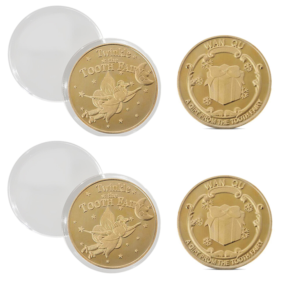 Tooth Fairy Coins Plated Metal, Lost Teeth Reward Commemorative Coin Dental Souvenir For Kids With Excellent Quality And Joyful Experience Golden