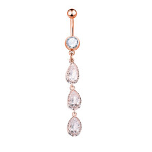 Lichtgewicht en comfortabele navelpiercing met hangend design, versierd met waterdruppels en zirkonia, sprankelende kristallen, geschikt voor een