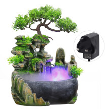 Fonte Zen de Mesa em Resina Sintética com Iluminação LED, Estilo Oásis de Água para Ambientes Internos, Ideal para Decoração com Jatos de