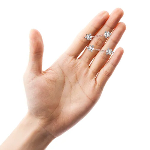 Μπάρα θηλών Opal Flower CZ για καθημερινή χρήση, ρυθμιζόμενη μπάρα θηλών με ίσια θηλή, 2