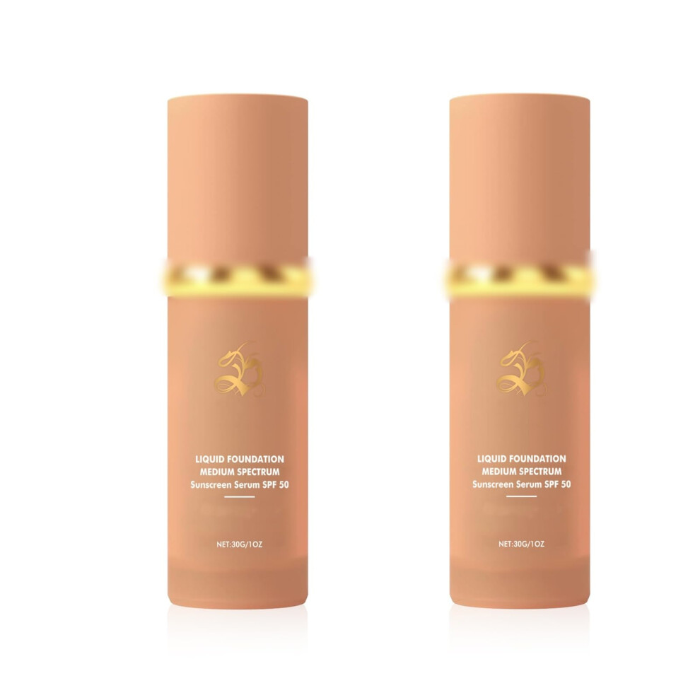 4in1 Liquid Foundation with Concealer and Sunscreen, Long Lasting Waterproof Color Changing, 2PCS