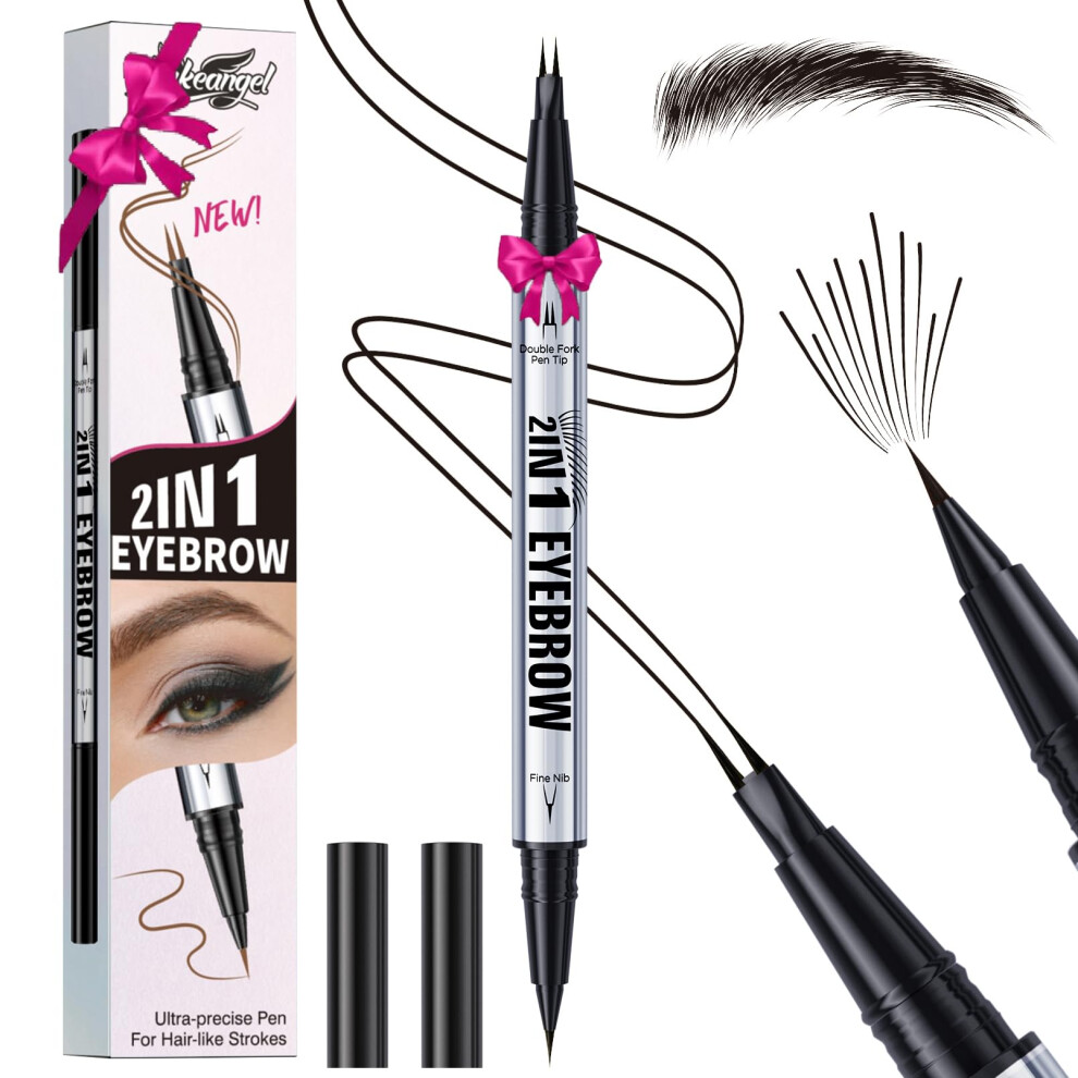 Black Waterproof Microblading Eyebrow Pencil With 4Tip Applicator, Longlasting Smudgeproof