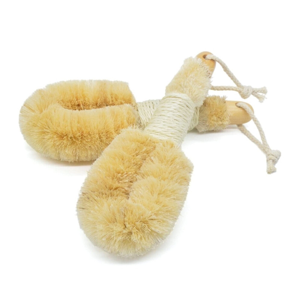 Body Brush with Natural Sisal Bristles for Gentle Skin Exfoliation and Dry Brushing Massage