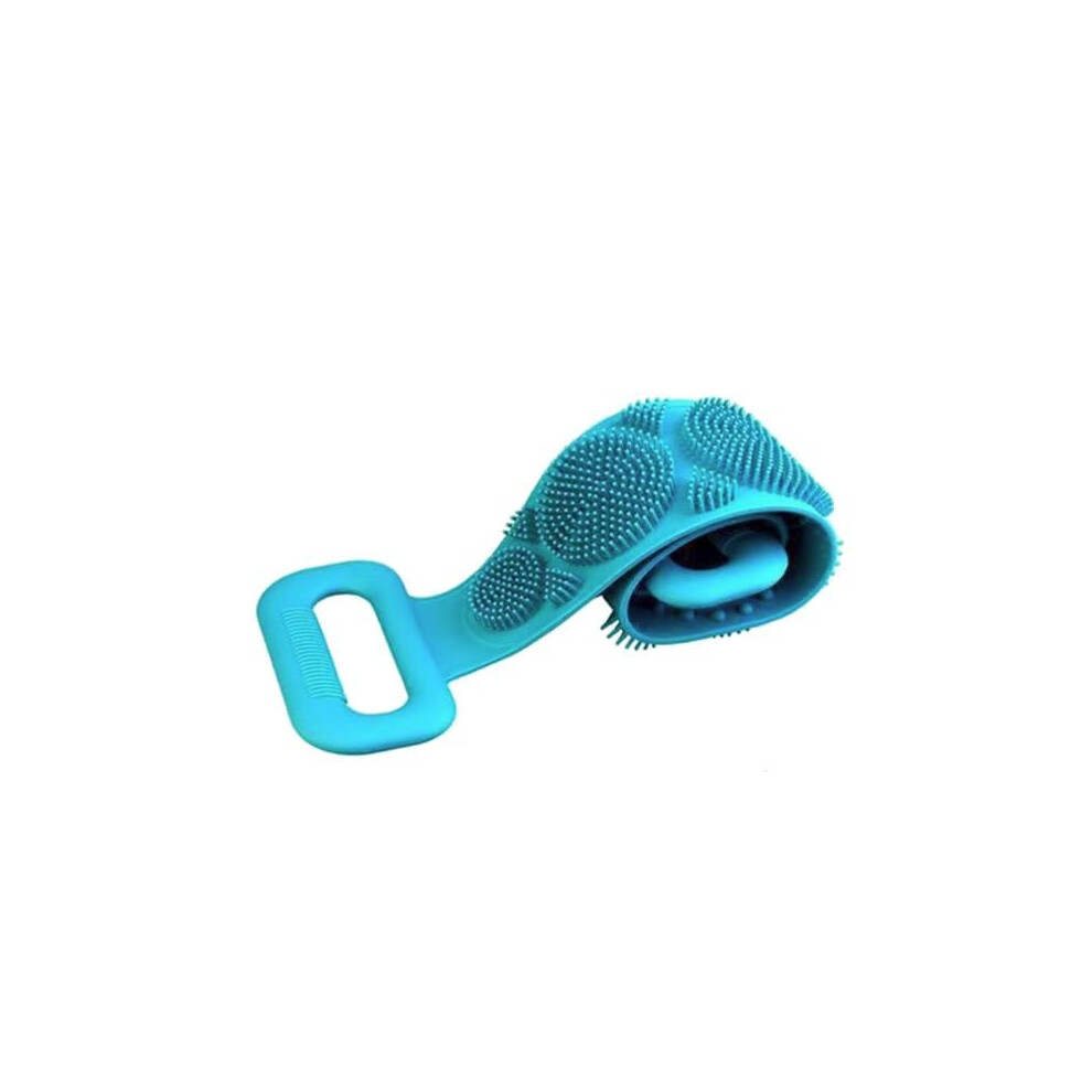 Blue Silicone Back Scrubber With Handles For Shower, Dualtexture Exfoliating Bath Brush