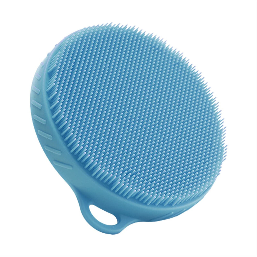 Blue Silicone Bath Brush Body Scrubber With Dualsided Design For Gentle Exfoliation And Massage,
