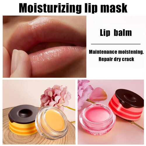 Strawberry Propolis Lip Sleeping Mask with Brush, Deep Overnight Hydration and Vitamin E 1