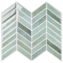 Green Chevron Peel and Stick Wall Tiles 3D Waterproof Self Adhesive for Kitchen Bathroom 25x25cm 10 Sheets