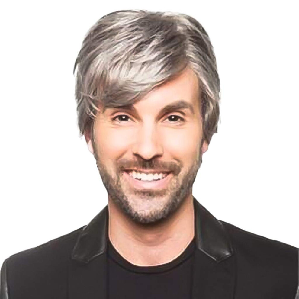 Unisex Black Mens Wig Mullet Style Wavy Synthetic Hair With Realistic Texture And Adjustable Fit For Men