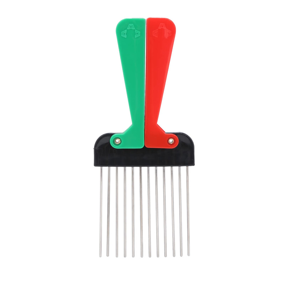 Unisex Foldable Metal Afro Pick Comb For Effective Detangling, Beard And Hair Styling With Ergonomic Grip