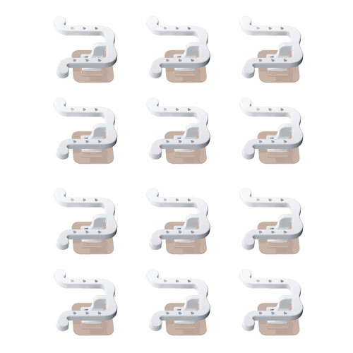 12pcs Wall Mounted Slippers Rack Multipurpose-White Color