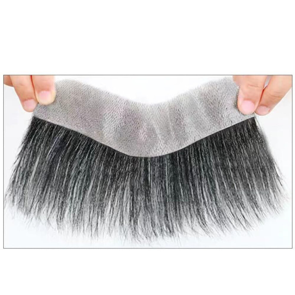 Unisex Black Men's Toupee Frontal Hairpiece Natural Human Hair Vshape Pu Thin Skin For Receding Hairline With 10 Adhesive Tape Strips 3X15cm