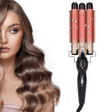 3 Barrel Ceramic Curling Iron 32mm for Fast Uniform Waves and Smooth Beach Hair Styling