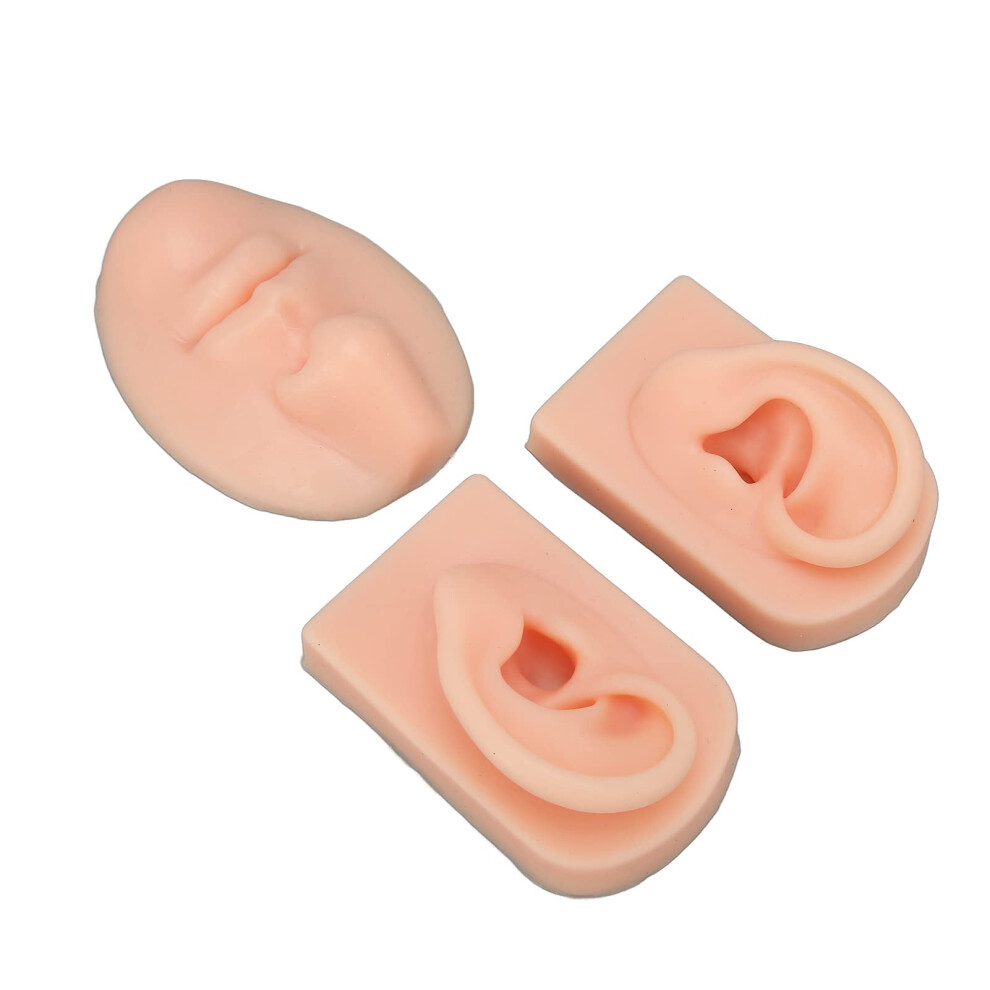 Piercing Practice Model with Realistic Skin Texture for Nose and Ear Training, Silicone Kit