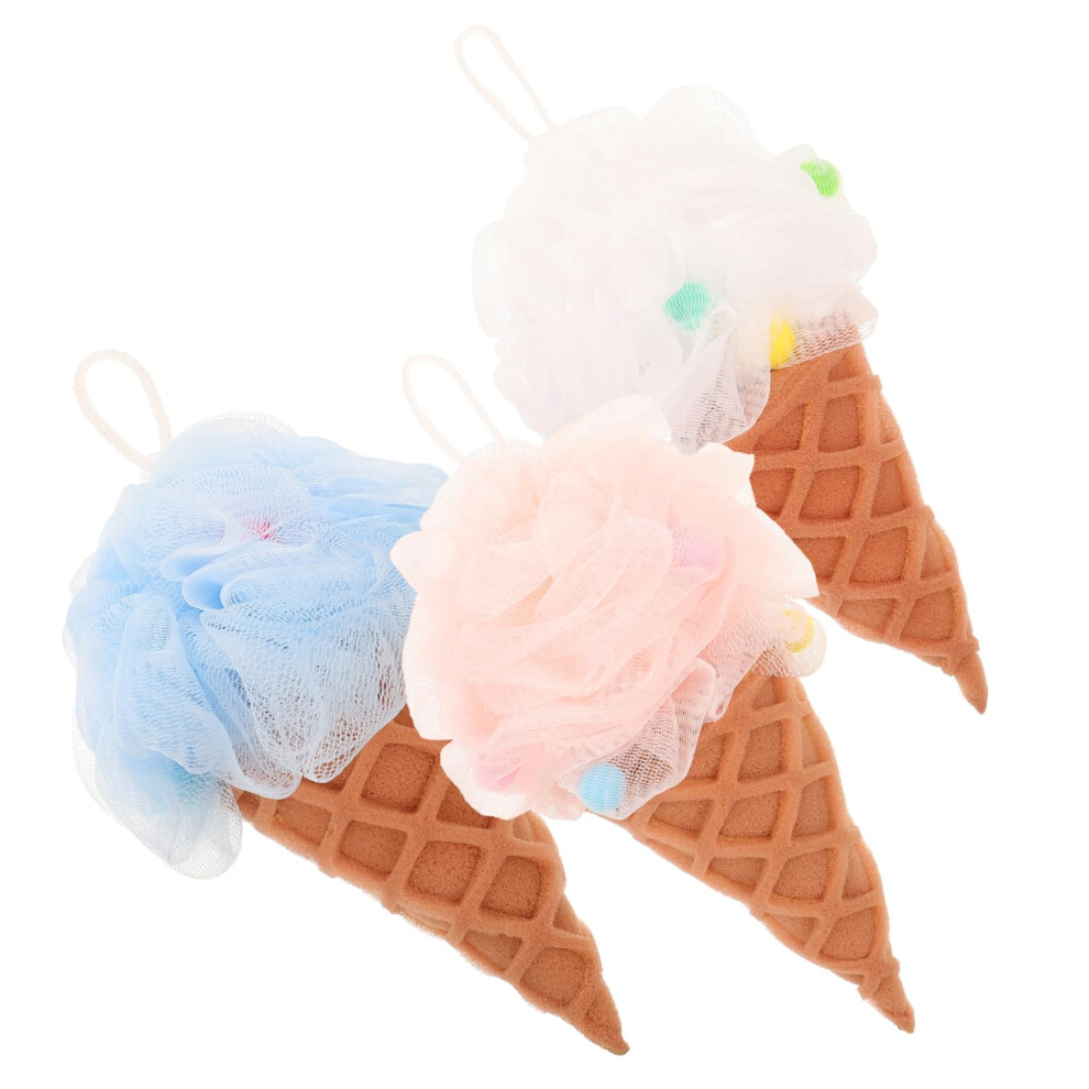 Bath Shower Sponge Set of 3 Soft Exfoliating Loofah Bath Puff with Durable Hanging Rope