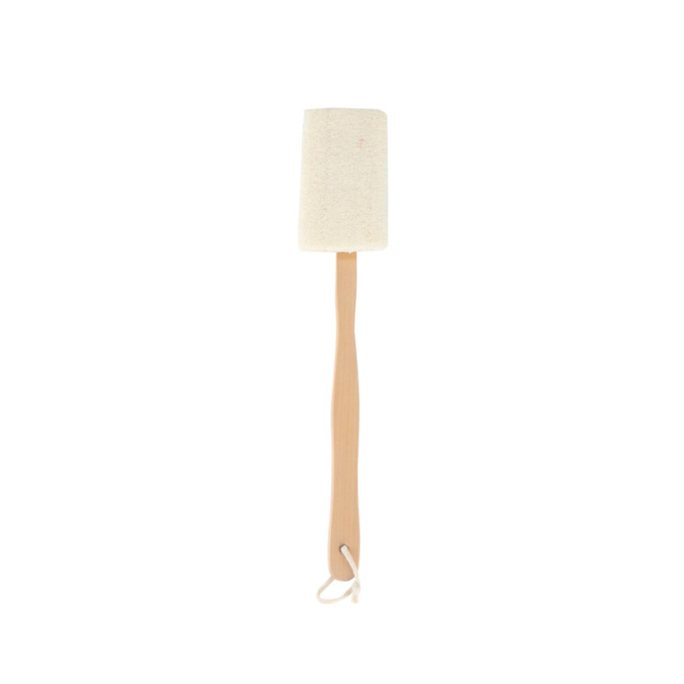 Loofah Bath Brush with Long Wooden Handle for Deep Exfoliation and Gentle Skin Scrub