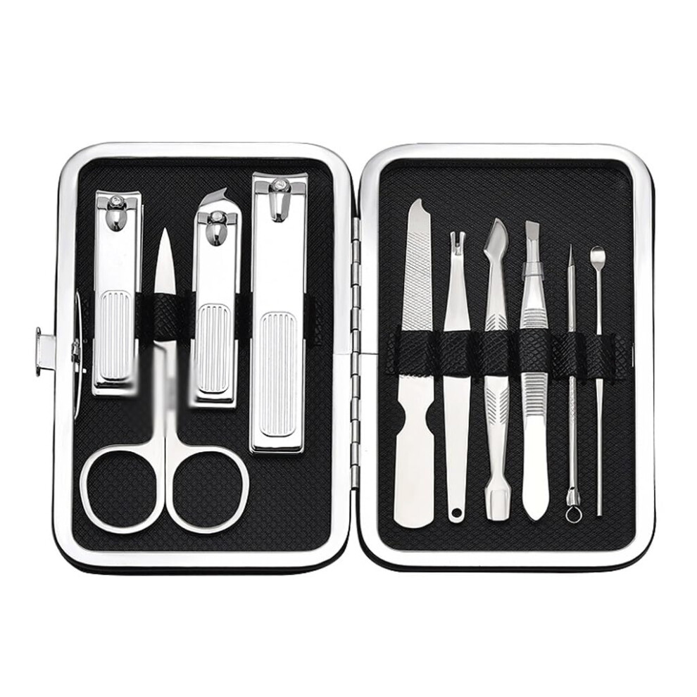 Manicure Set with Ergonomic Grip, Precision Nail Clippers, Compact Travel Stainless Steel 10pcs Kit