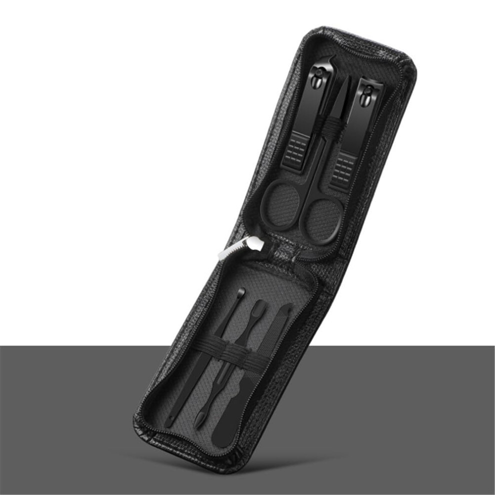 Green/Black Manicure Kit 6Pcs Nail Clipper Set With Zipper Bag Travel Grooming Tools