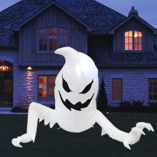 Inflatable Ghost With Built-in LEDs, Spooky Touch For Halloween Decorations, Festival Fun Ensured For Your Outdoor Yard Decor (White)